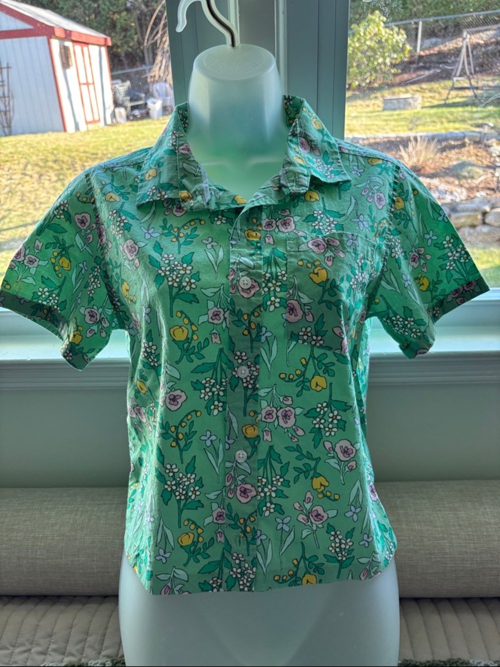 Cat & Jack Green Floral Button Down Shirt